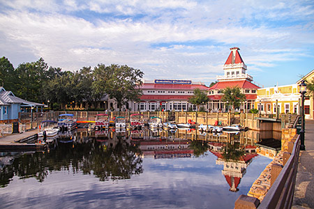 Click to enlarge image Rental boats docked at the marina at Port Orleans Riverside (2013)